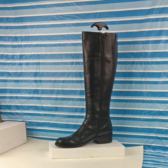 Ridingboot GENUINE LEATHER COUNTRY TALL FULL ZIP RIDING BOOT 8.5US/6.5UK Black - Picture 1 of 6
